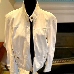 White mens leather jacket